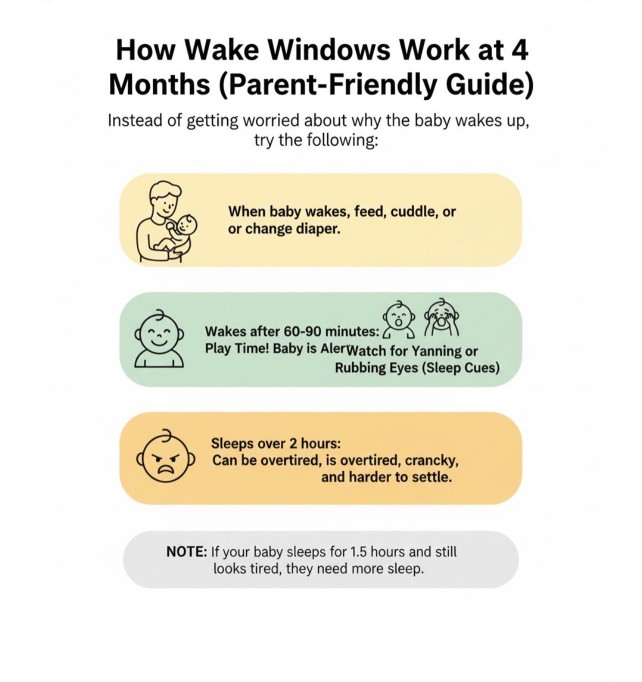 This chart of a summary of wake windows that work for babies