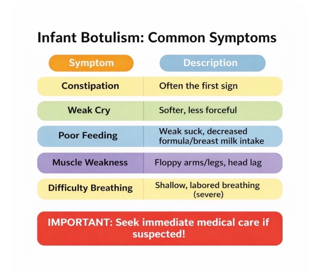 A quick chart to understand the common symptoms of infant botulism