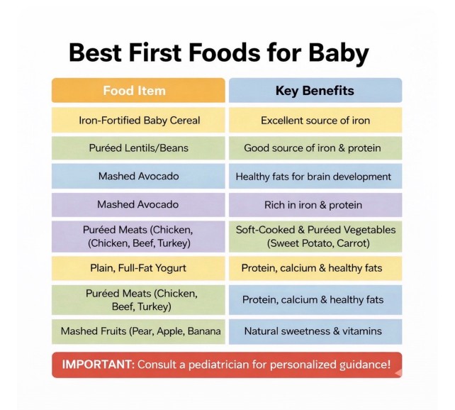 A Quick chart for busy parents based on best food for babies