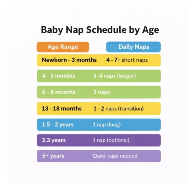A chart to help you track whether your baby is getting the recommended amount of sleep.