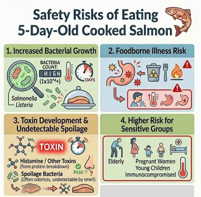 risk of eating 5 days old salmon