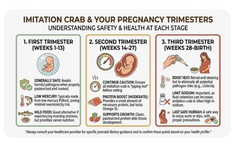 Imitation crab in different trimesters