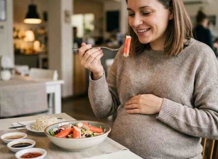Eating crab stick in pregnancy.