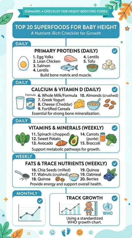 List of Top 20 Superfoods for Baby Height