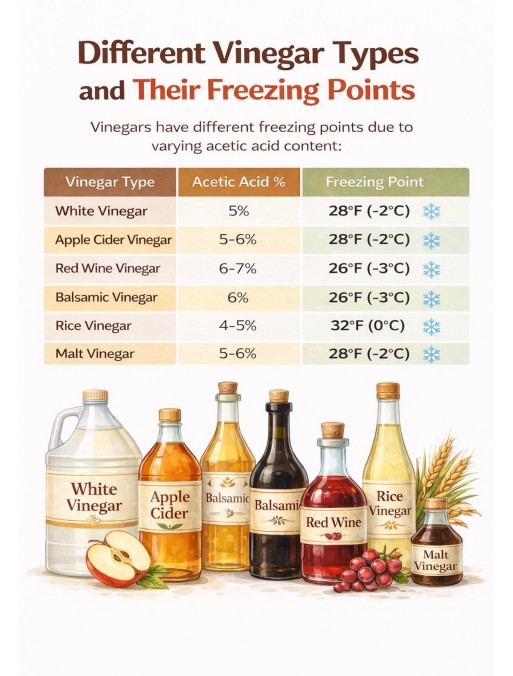Freezing Points based on Different Vinegar type