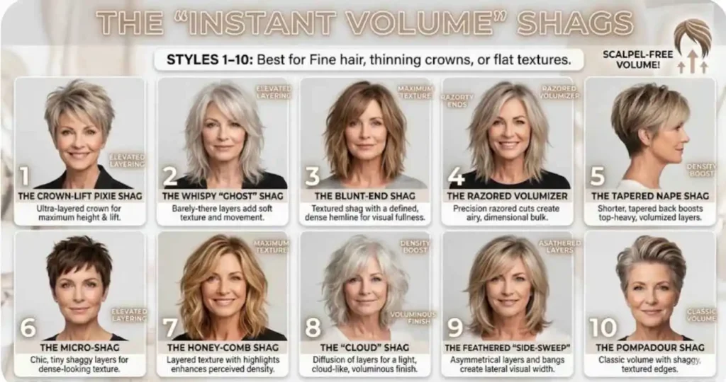 The following list is best for fine hair, thinning crowns, or flat textures.