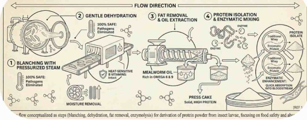 the process of making mealworm protein powder
