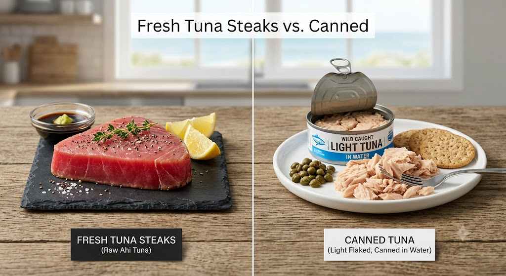 Fresh Tuna Steaks vs. Canned