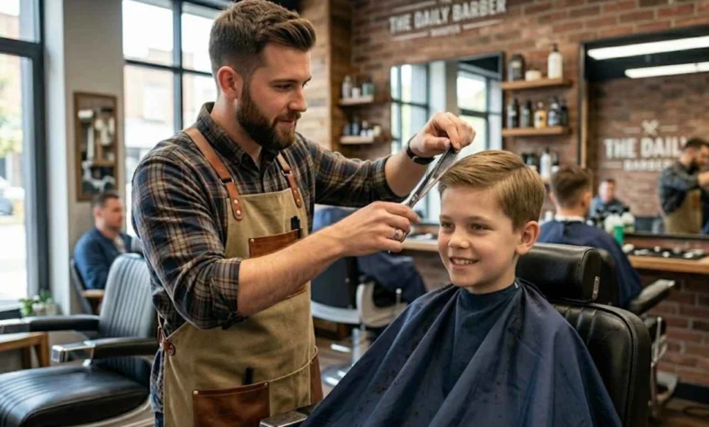 barber cutting hairs