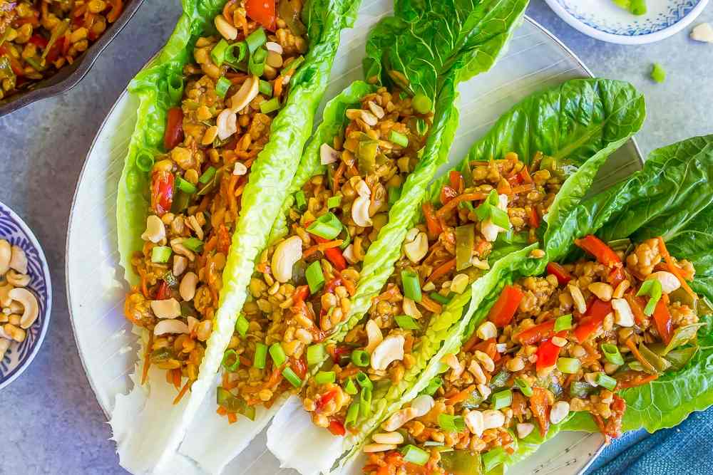 Spicy Peanut Tempeh & Edamame Wraps