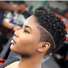 Tapered Afro with Carved Lines
