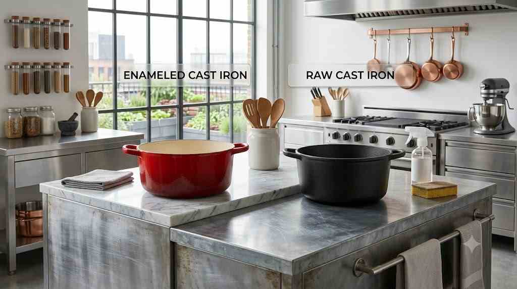 Enameled vs. Raw Cast Iron