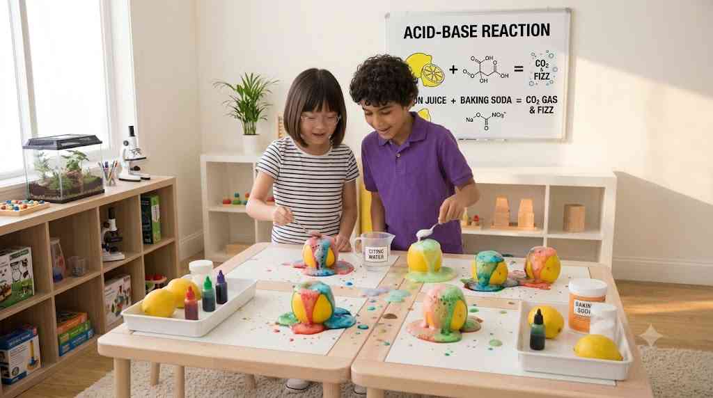 Fizzing Lemon Volcanoes (Acid-Base Reaction)