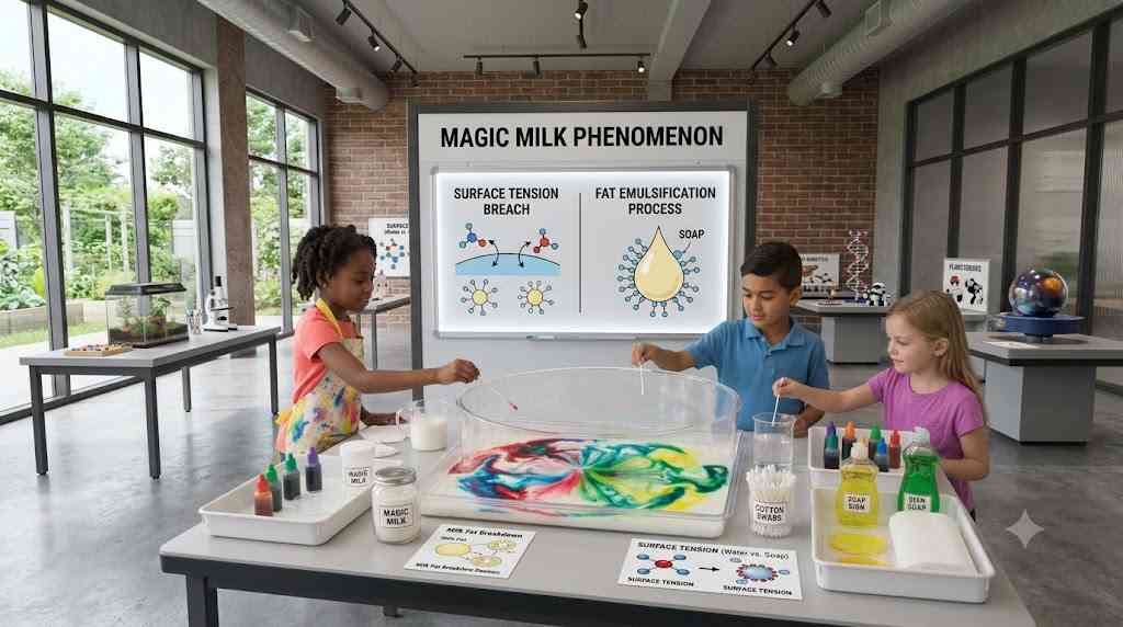 Magic Milk Colour Explosion (Surface Tension & Fat Emulsification)