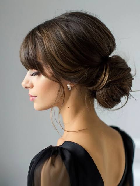 Curtain-Framed Low Bun Style