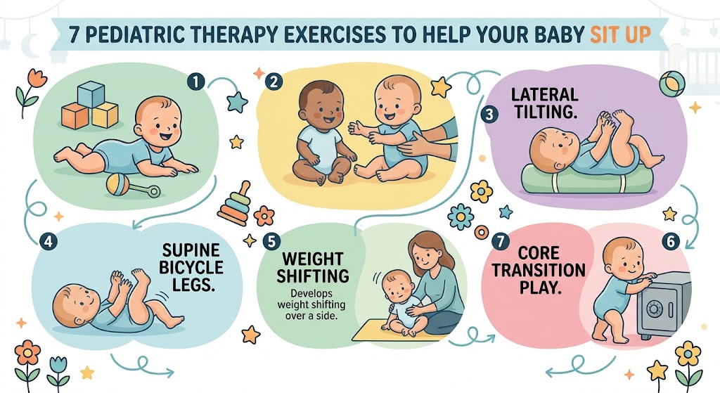 7 Pediatric Therapy Exercises to Help Your Baby Sit Up