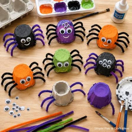 Egg Carton Hanging Spiders