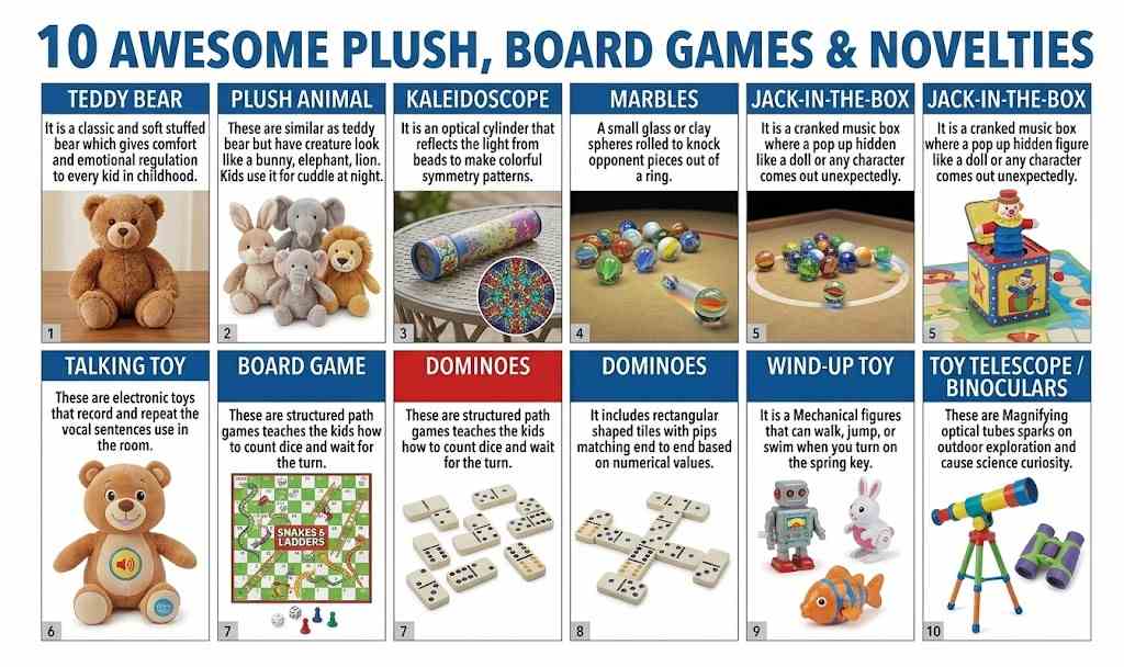 Plush, Board Games & Novelties